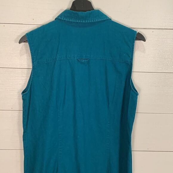 Vintage Blassport button down sleeveless long maxi dress bright peacock blue - Picture 8 of 11
